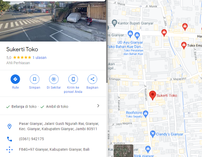 Toko Emas Sukerti Gianyar - Lihat Lokasi Maps Toko Emas Gianyar Bali
